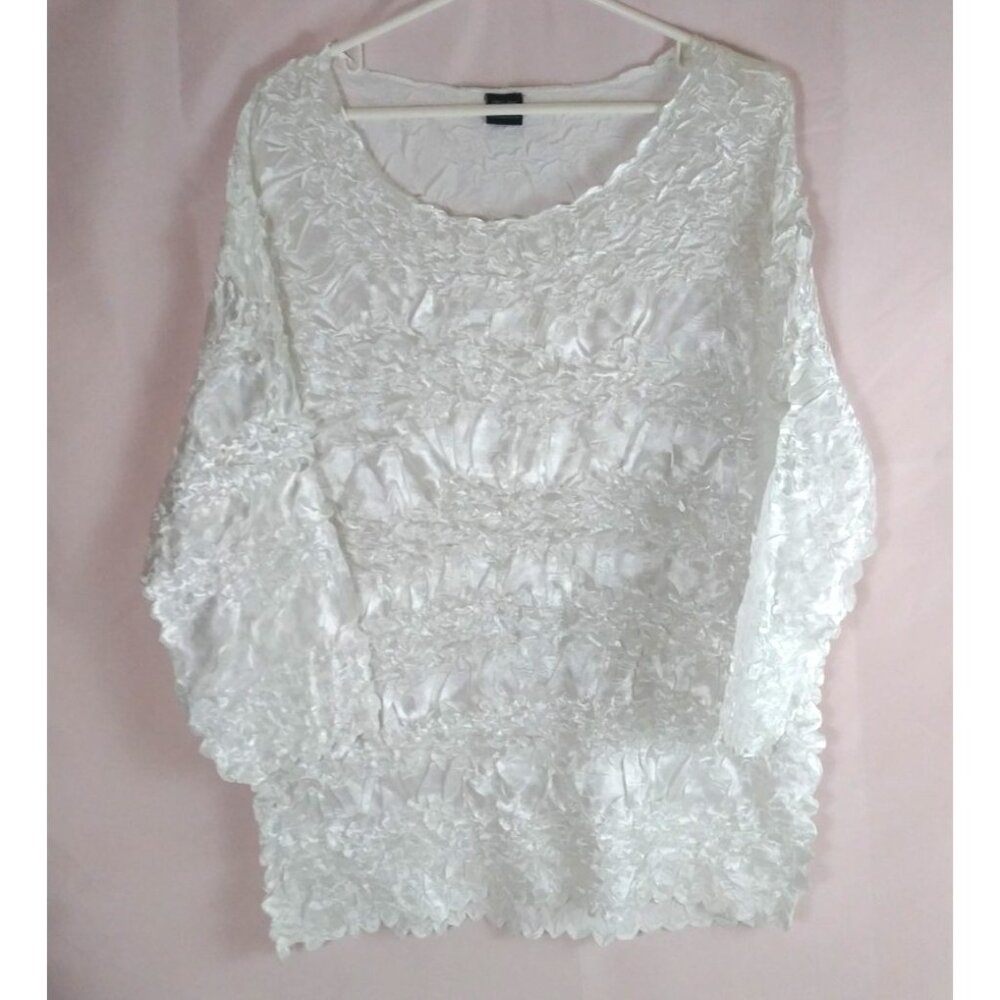 Origami Magic Scarf Women's Stretchy White Ruffle Blouse Size XL-3X